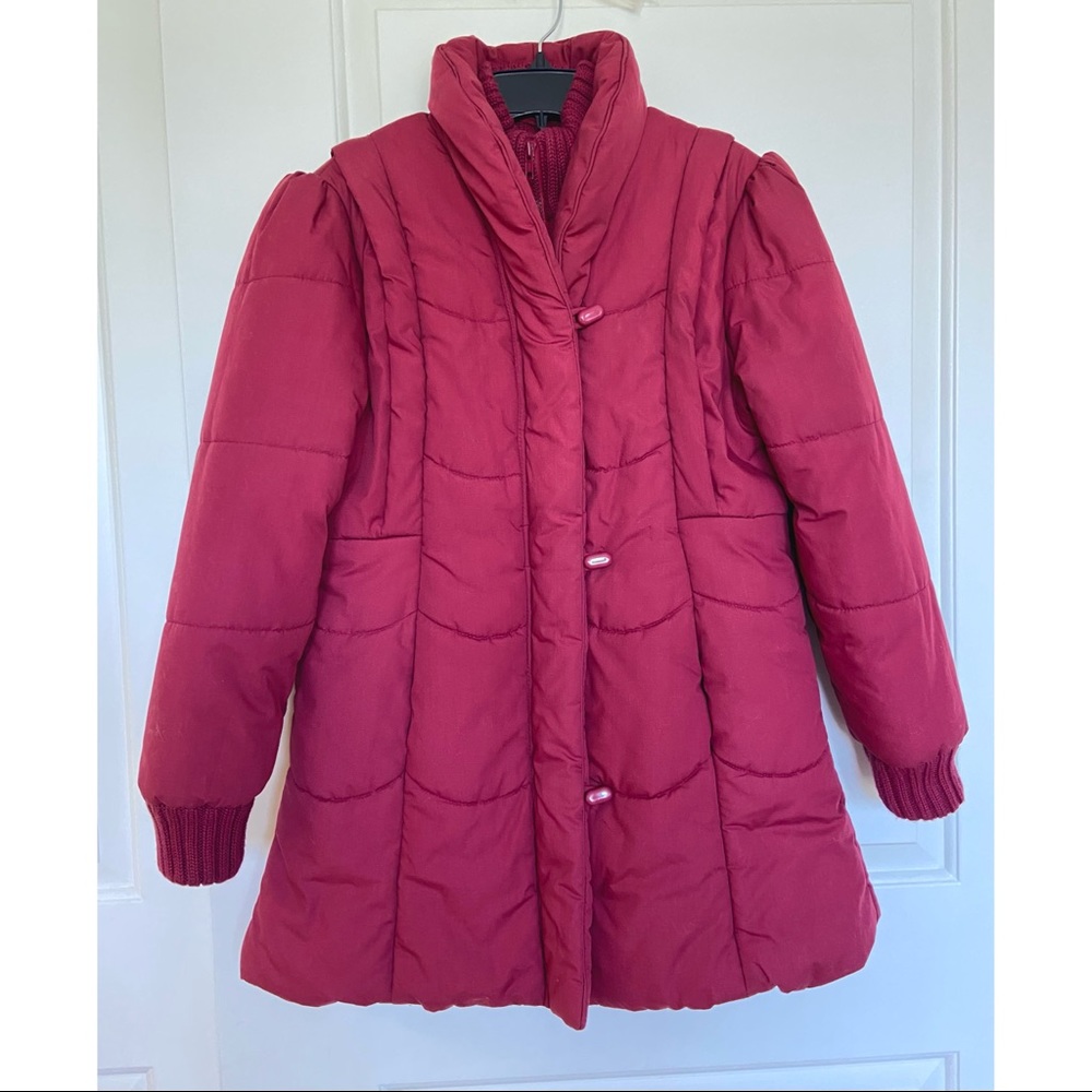 Vintage Saxton Hall Puffer Coat Magenta Red Berry